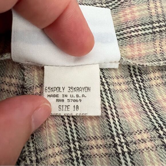 Vtg David Smith Womens Walking Shorts Size 10 Beige Plaid High Waist Made In USA - Picture 8 of 13